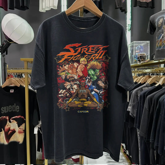 Vintage Street Fighter II Washed Black T-Shirt