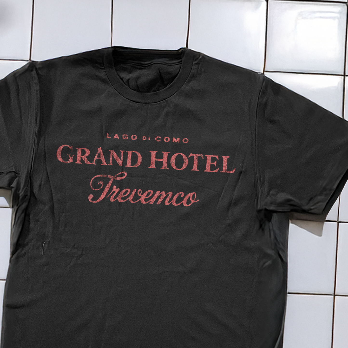 90s Grand Hotel Tremezzo Rare Washed Black T-Shirt