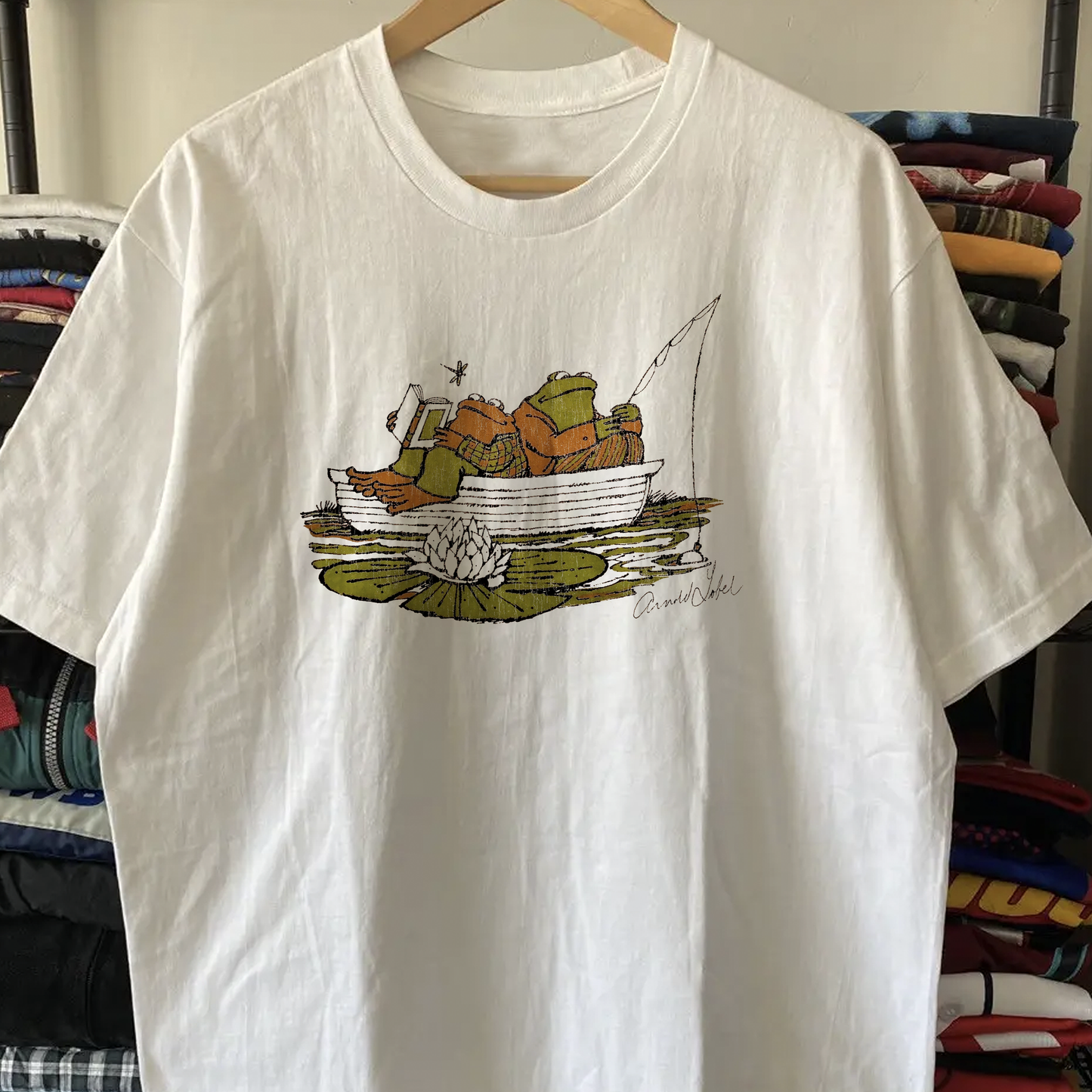 Rare Frog and Toad Are Friends Washed White Tee