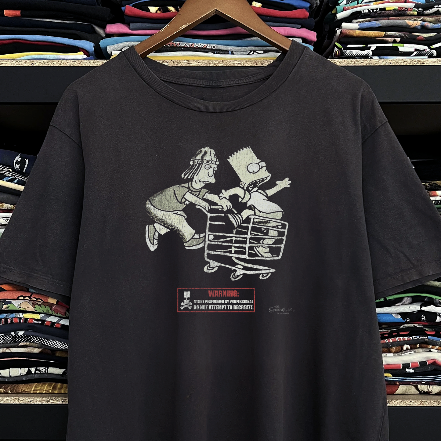 2001 Simpsons x Jackass Washed Black Tee