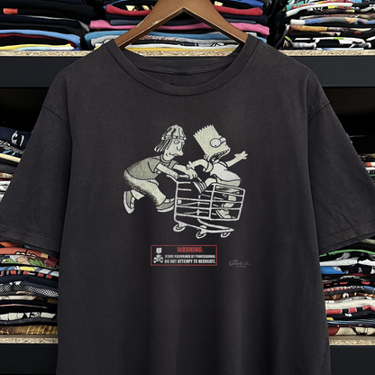 2001 Simpsons x Jackass Washed Black Tee
