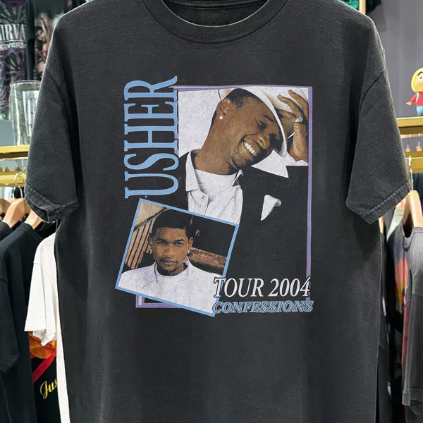 Rare 2004 Usher Confessions Tour Washed Black Tee