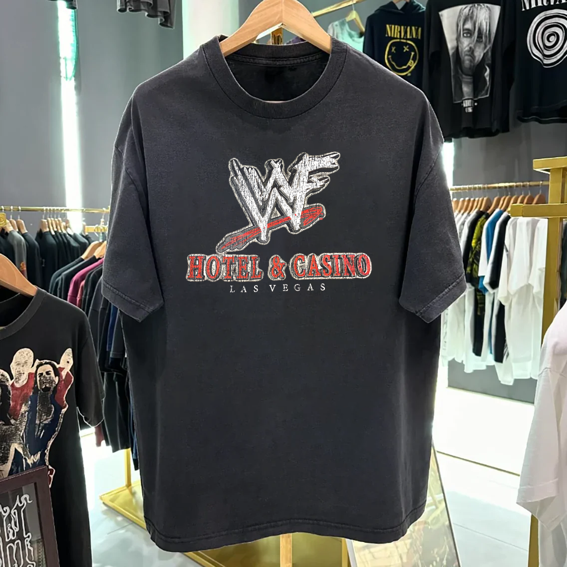 WWF Casino & Hotel Vintage Washed Black Tee