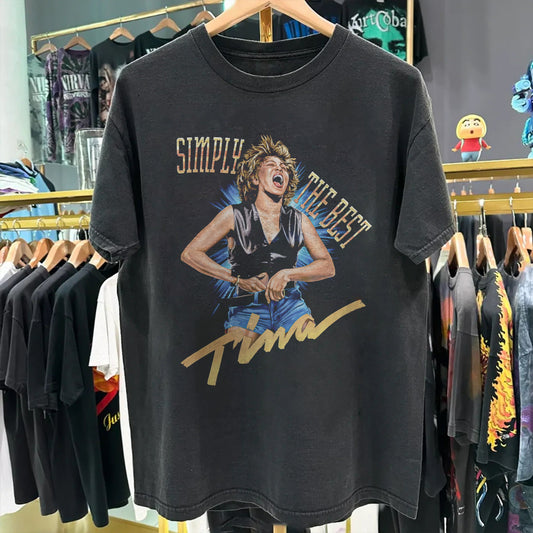 Vintage Tina Turner - Simply The Best Washed Black T-Shirt