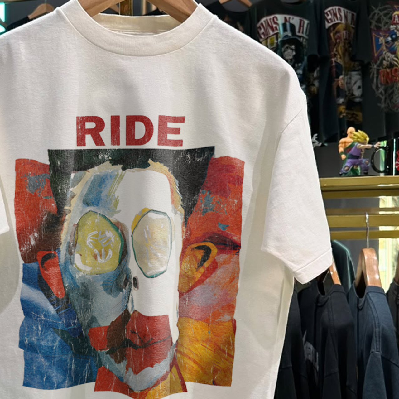1992 Ride 'Going Blank Again' Rare Washed White T-Shirt