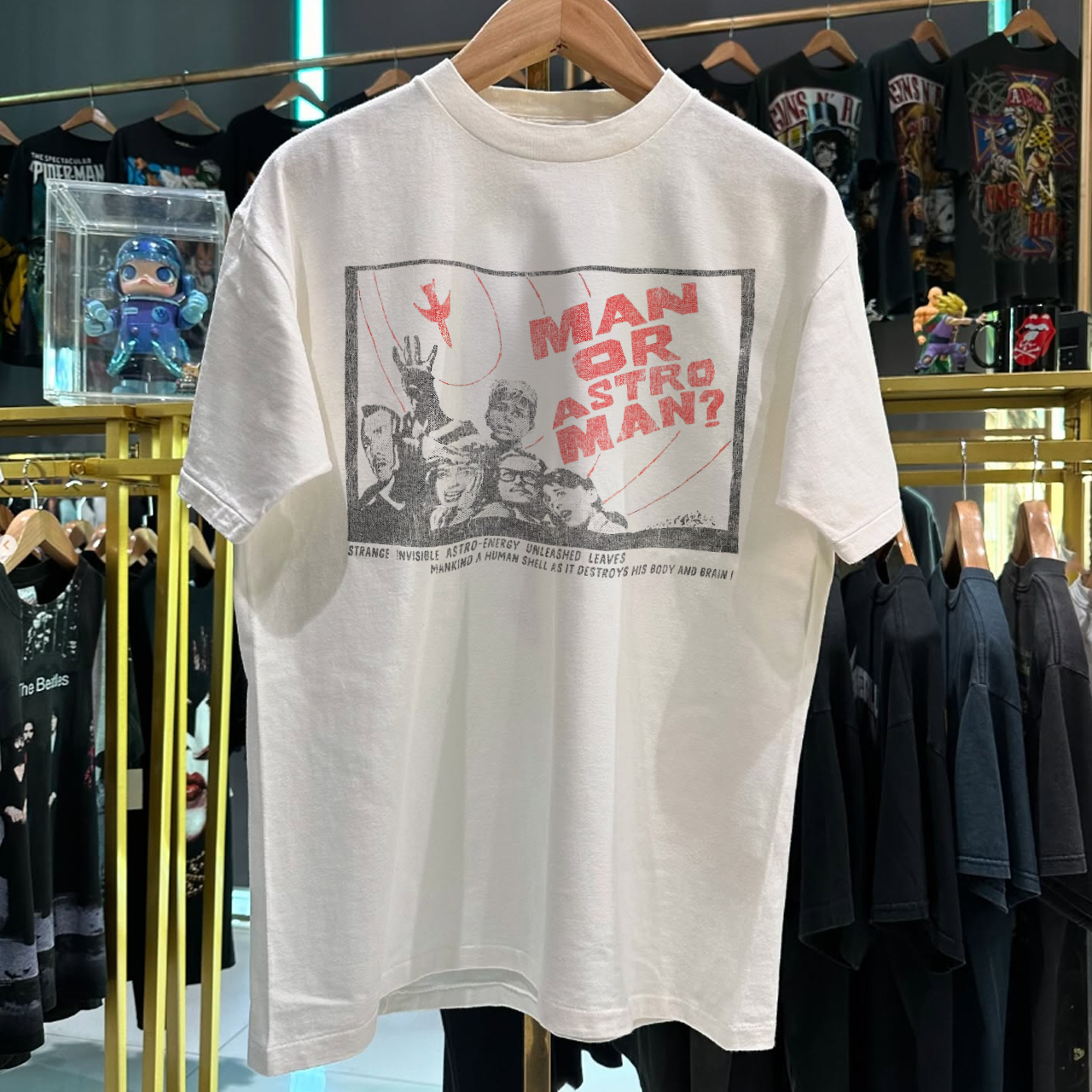 1992 Man Or Astro Man? Rare Washed White T-Shirt
