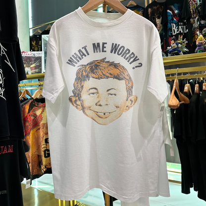 1992 "What Me Worry?" Alfred E. Neuman Rare Washed White T-Shirt