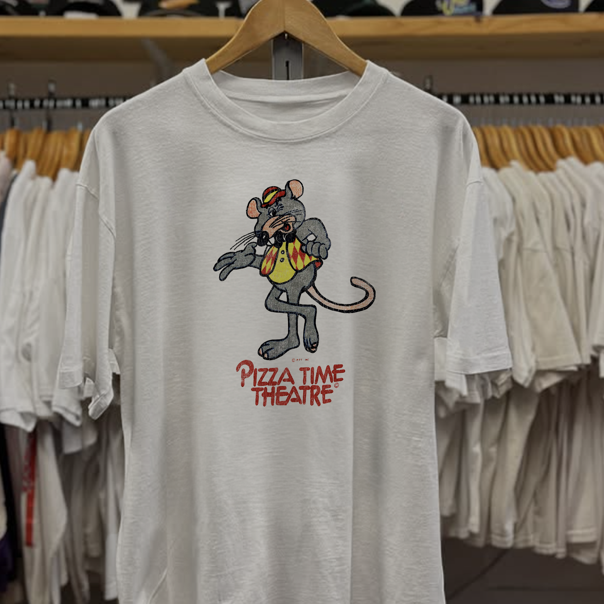 70s Chuck E Cheese Washed White Tee