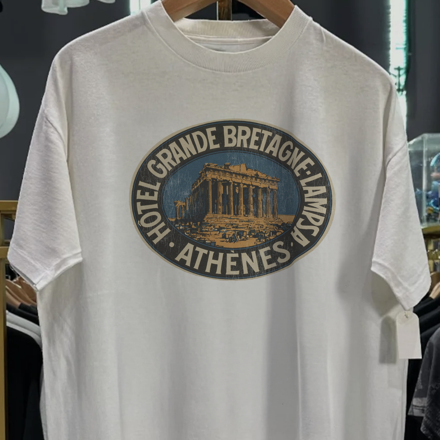 Rare Grand Bretagne Lampsa Hotel Washed White Tee