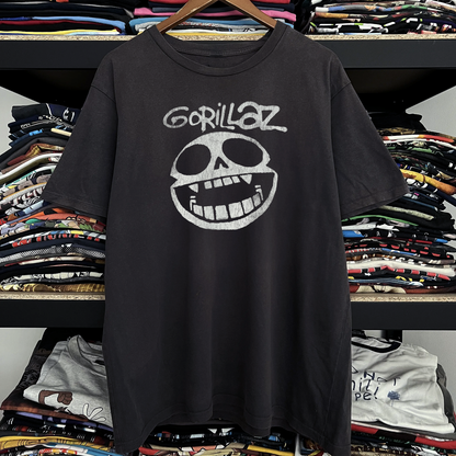 Y2k Gorillaz Xray Skull Washed Black Tee
