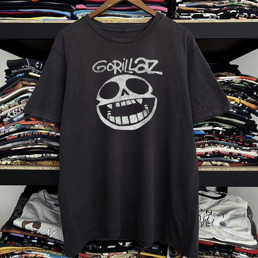 Y2k Gorillaz Xray Skull Washed Black Tee