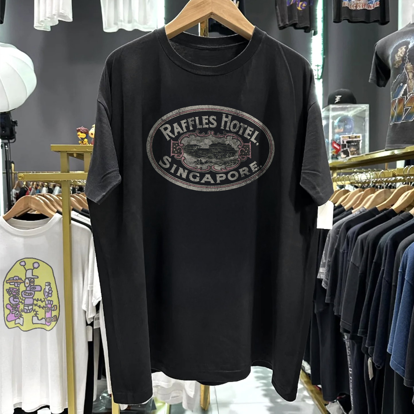 Rare Raffles Hotel Singapore Washed Black Tee