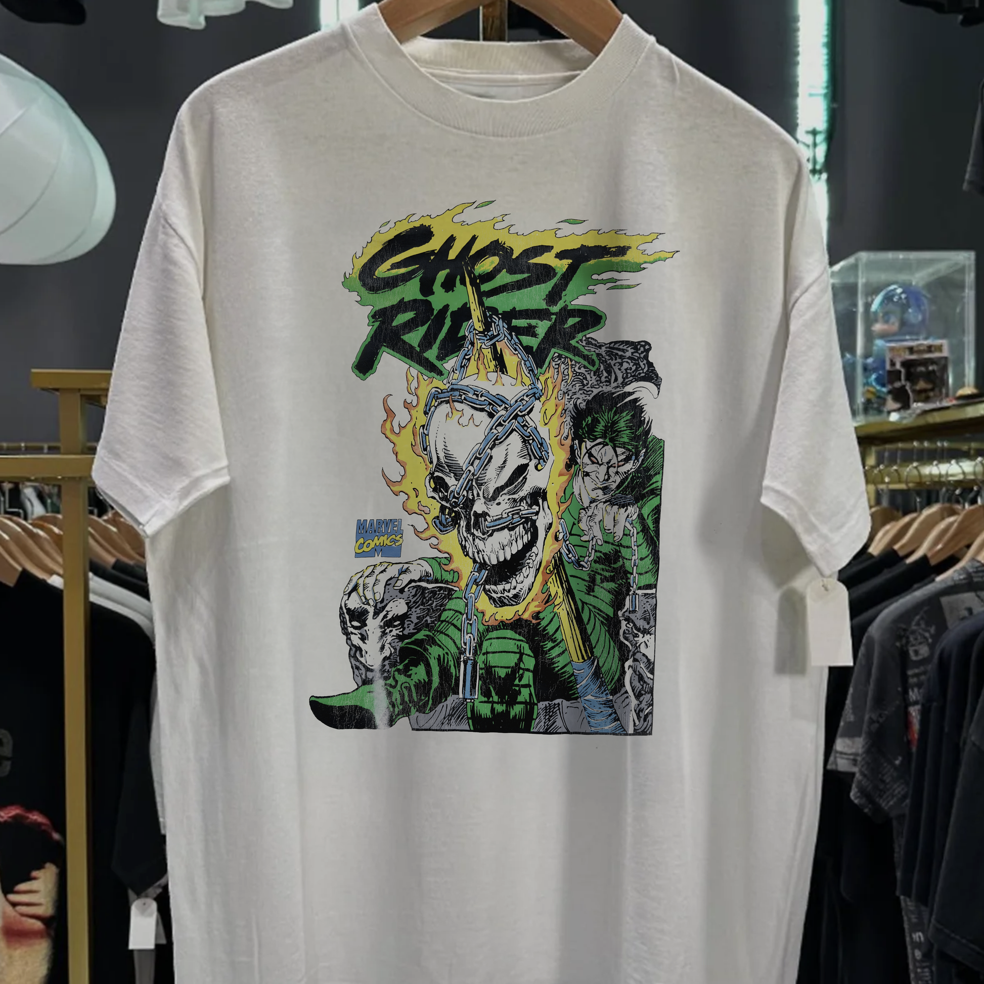 90s Ghost Rider Tee Washed White Tee