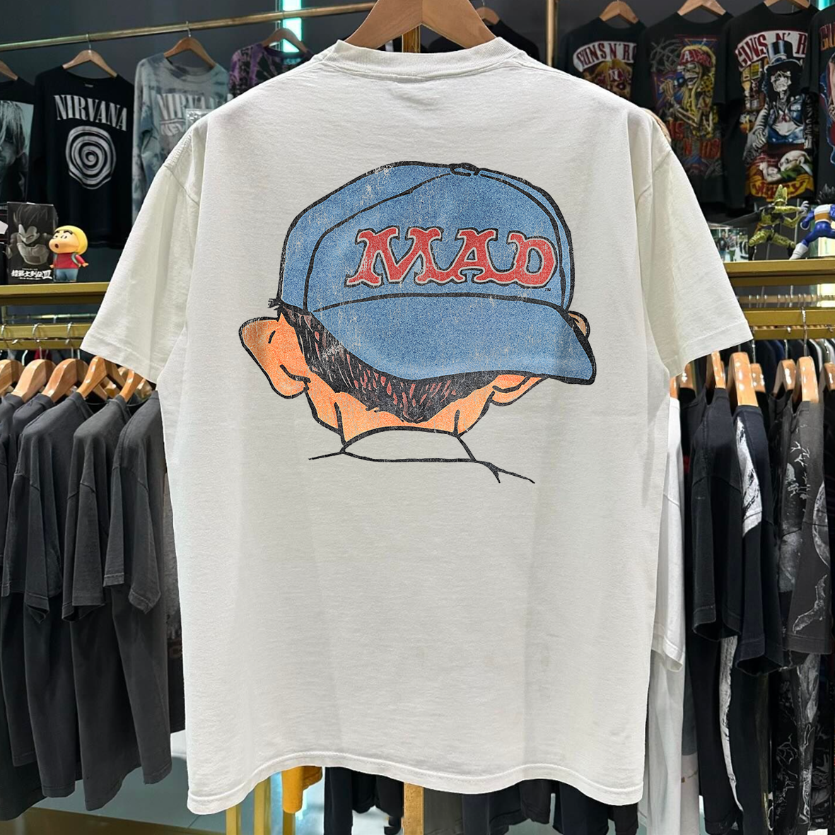 90's Rare Alfred E. Neuman Vintage Washed White T-Shirt