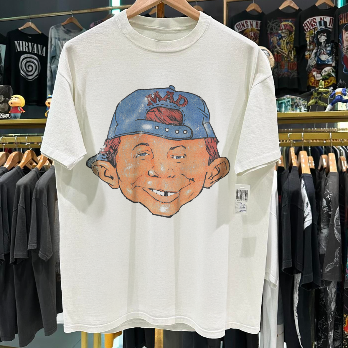 90's Rare Alfred E. Neuman Vintage Washed White T-Shirt