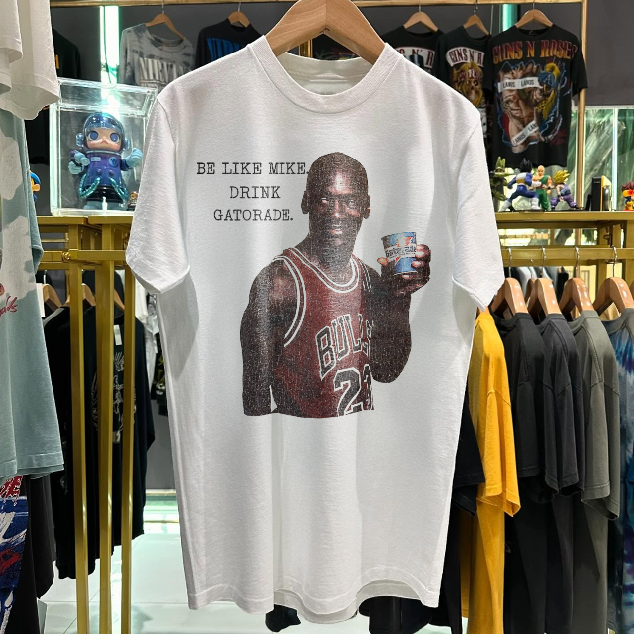 90s Be Like Mike Drink Gatorade Rare Washed White T-Shirt
