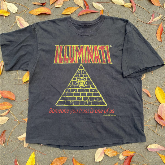Illuminati 1997 Steve Jackson Games Rare Vintage Washed Black T-Shirt