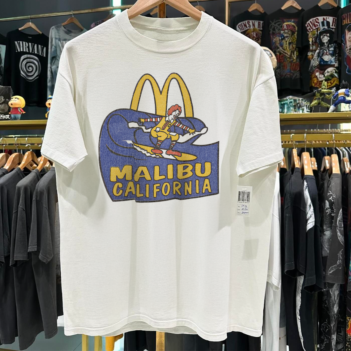 Mcdonalds Malibu California Rare Vintage Washed White T-Shirt
