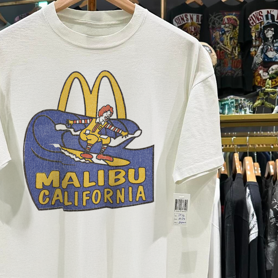Mcdonalds Malibu California Rare Vintage Washed White T-Shirt