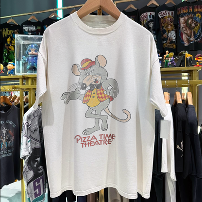 Pizza Time Theatre 80S - 90S Chuck-E-Cheese Vintage Washed White T-Shirt