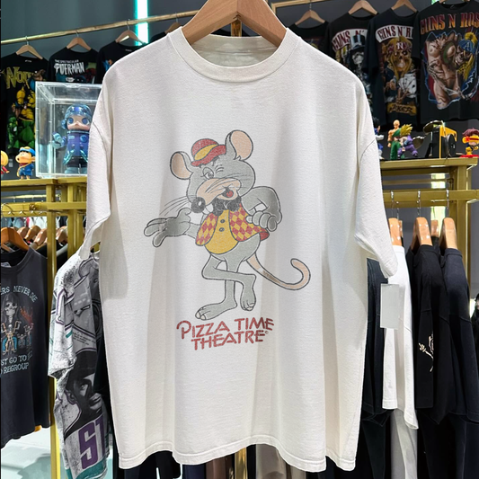 Pizza Time Theatre 80S - 90S Chuck-E-Cheese Vintage Washed White T-Shirt