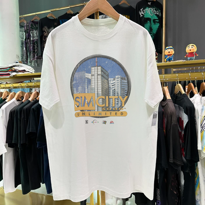 99 Simcity 3000 Unlimited Promo Vintage Washed White T-Shirt