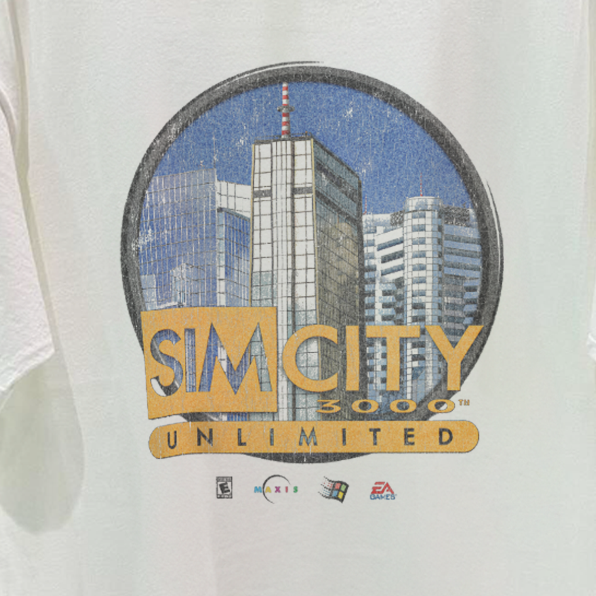 99 Simcity 3000 Unlimited Promo Vintage Washed White T-Shirt