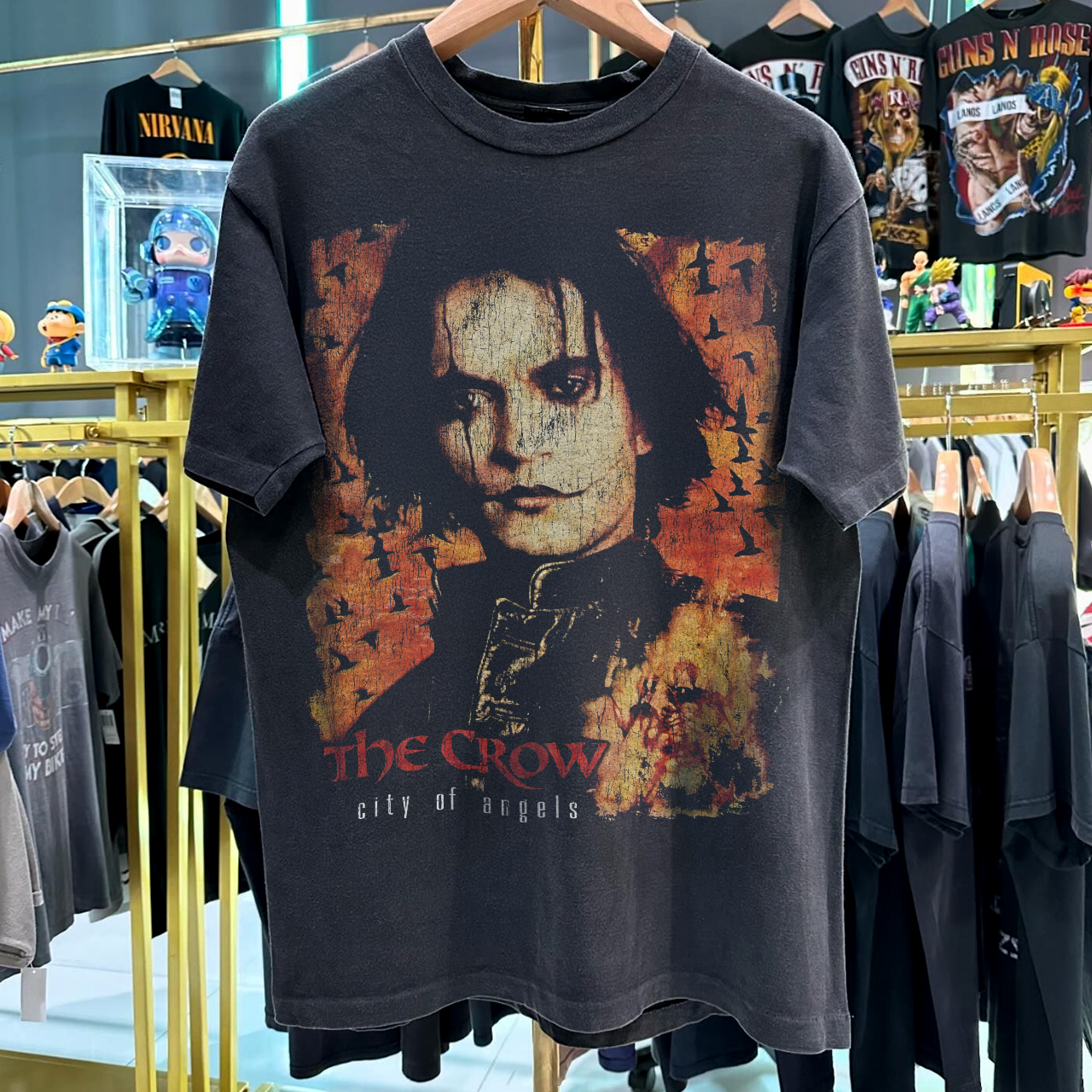 96 The Crow City Of Angels Rare  Vintage Washed Black T-Shirt