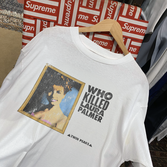 Who Killed Laura Palmer Twin Peaks Vintage Washed White T-Shirt