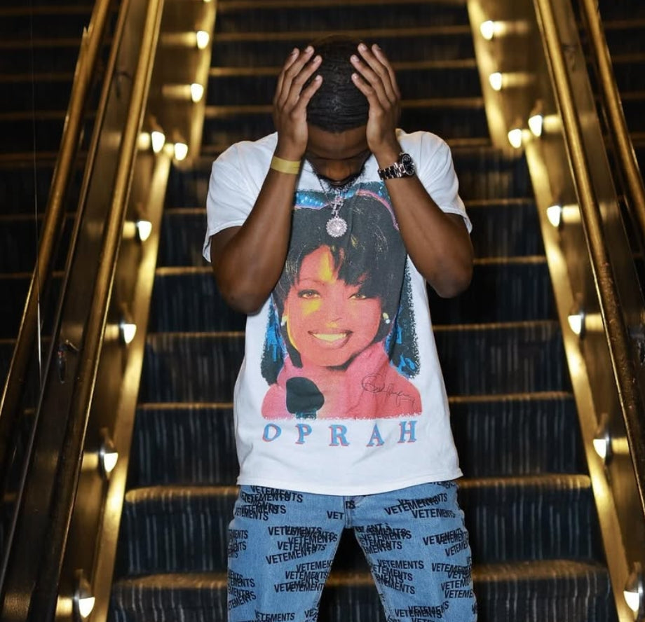 Get With The Program! 90's Oprah Vintage Washed White T-Shirt