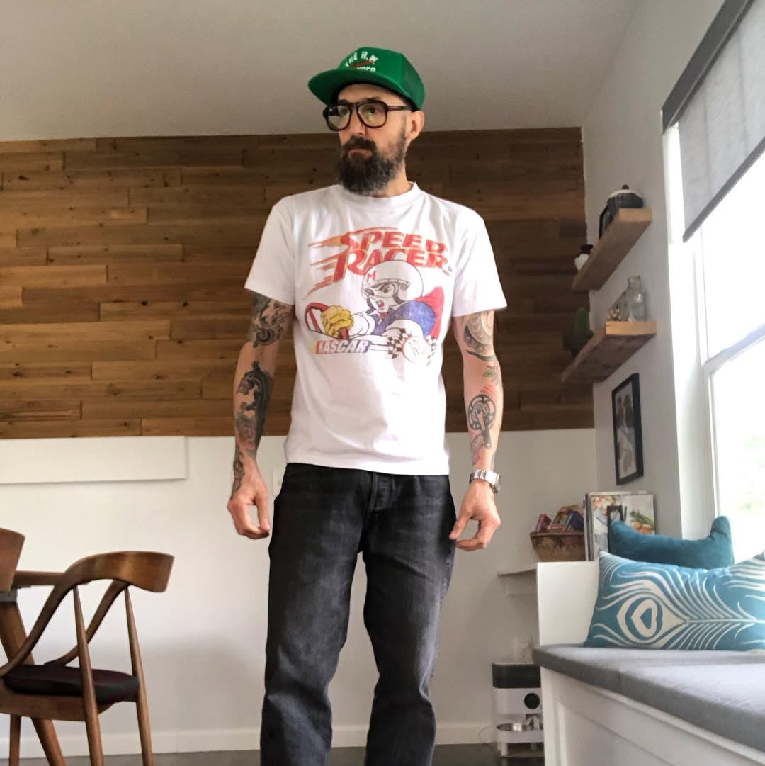 Speed Racer White Vintage Washe T-Shirt