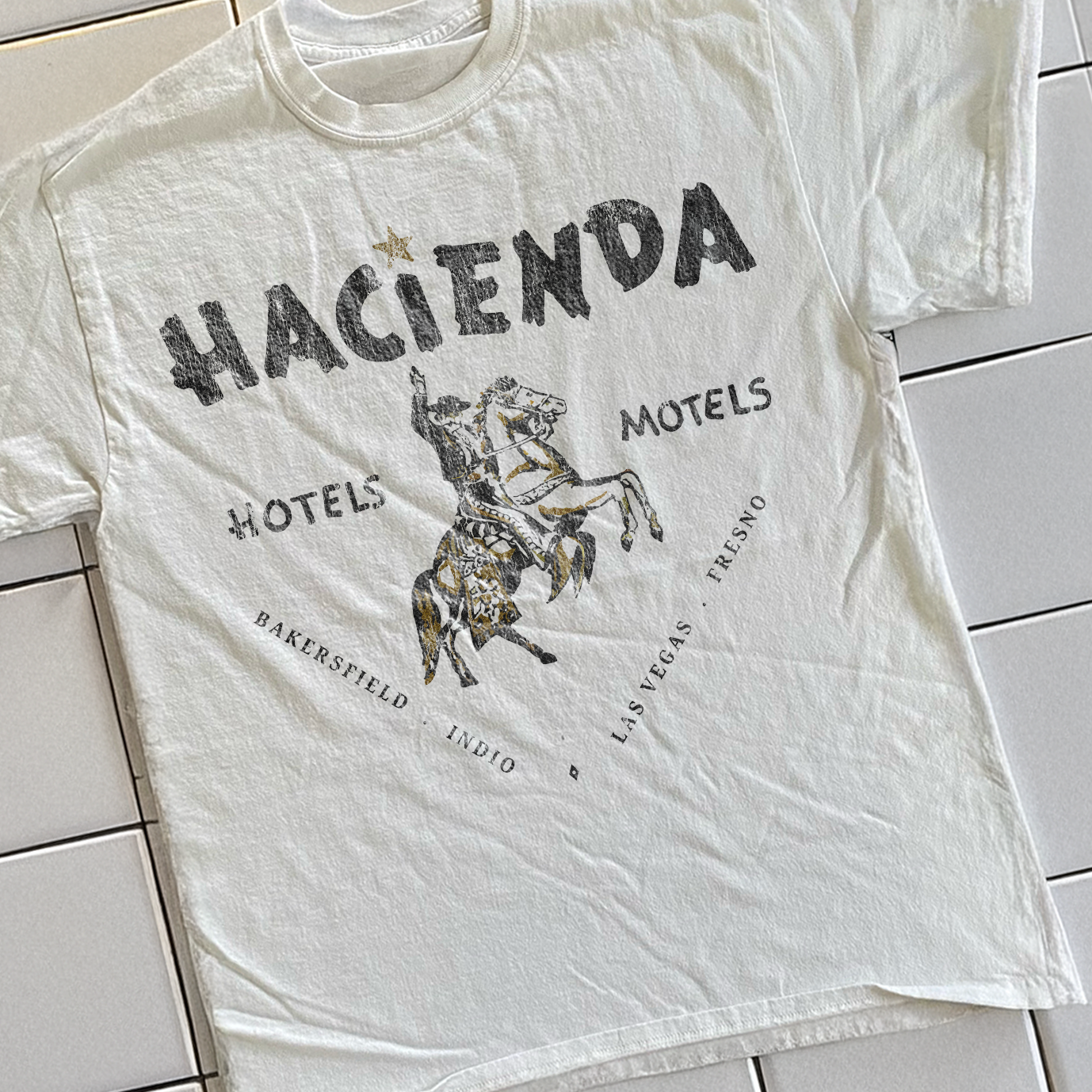 90s Hacienda Hotel Rare Washed White T-Shirt