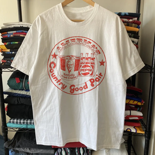 Rare KFC Country Good Pair Washed White Tee