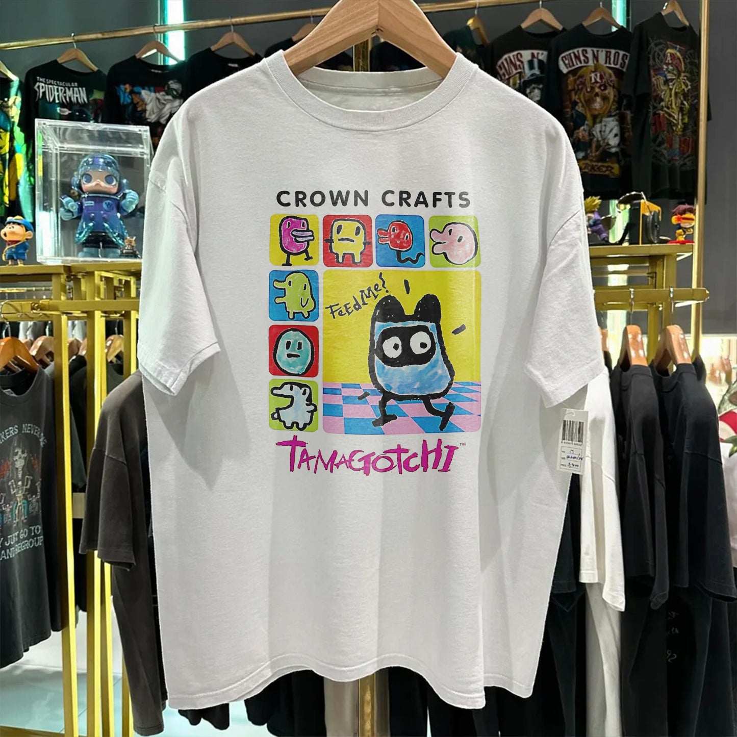 Tamagotchi Crown Craft Washed White Tee