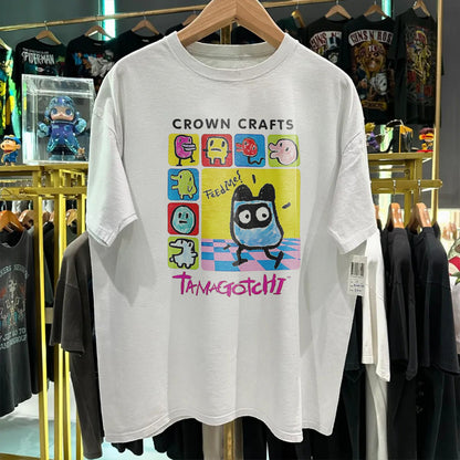 Tamagotchi Crown Craft Washed White Tee