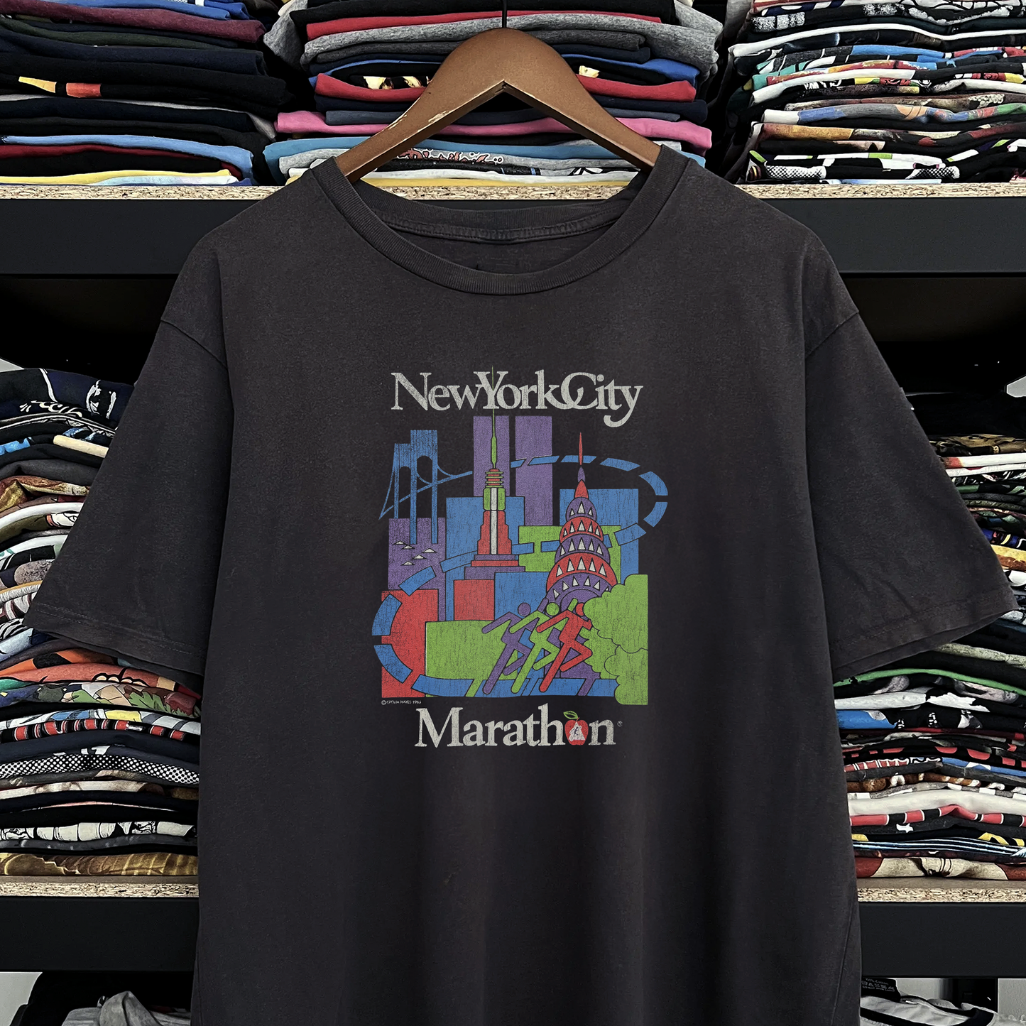 90s New York City Marathon Washed Black Tee