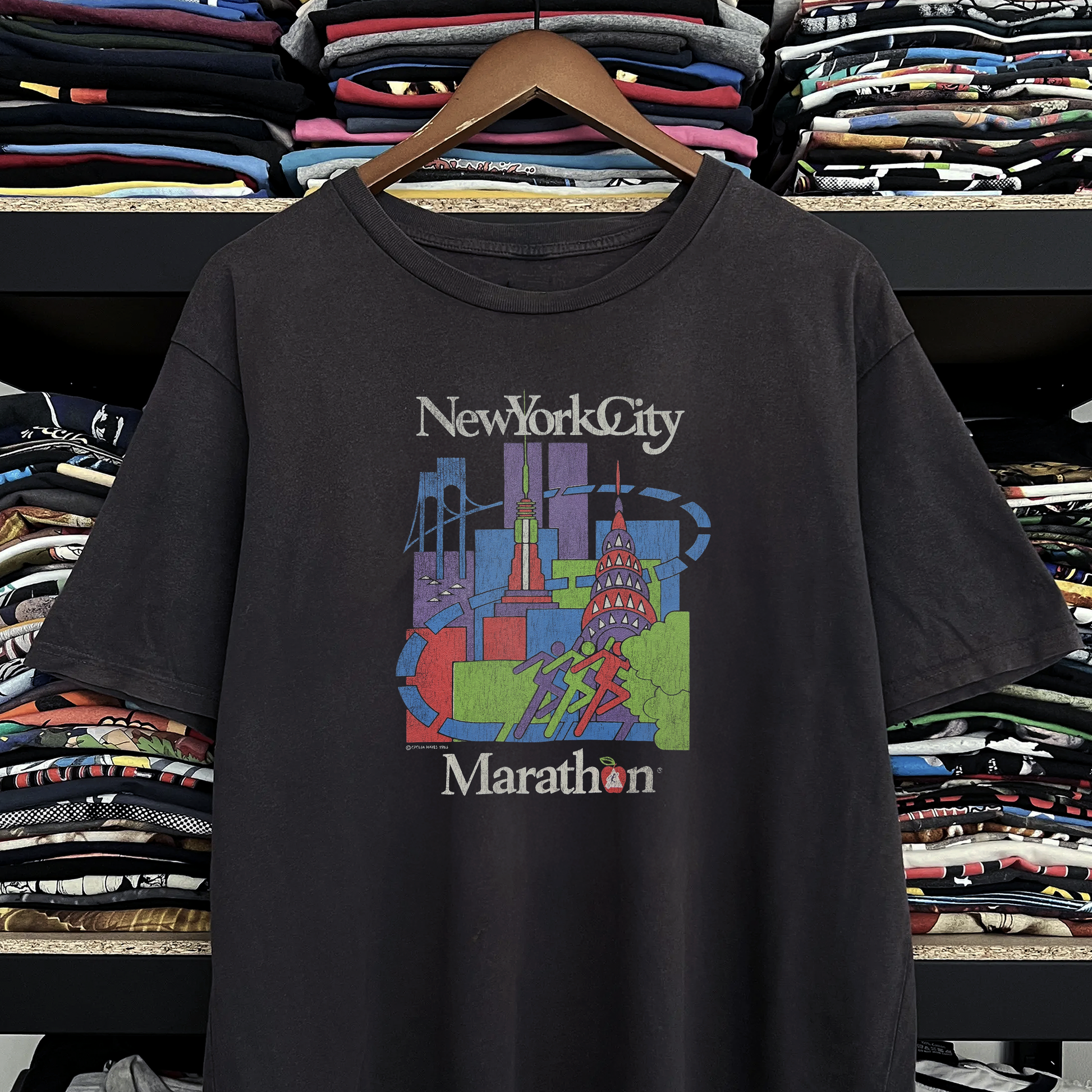 90s New York City Marathon Washed Black Tee