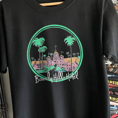 80s Beverly Hills Hotel Washed Black Sunset Tee