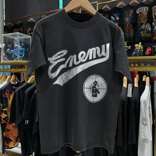 1991 Public Enemy Crosshair Rare Washed Black T-Shirt