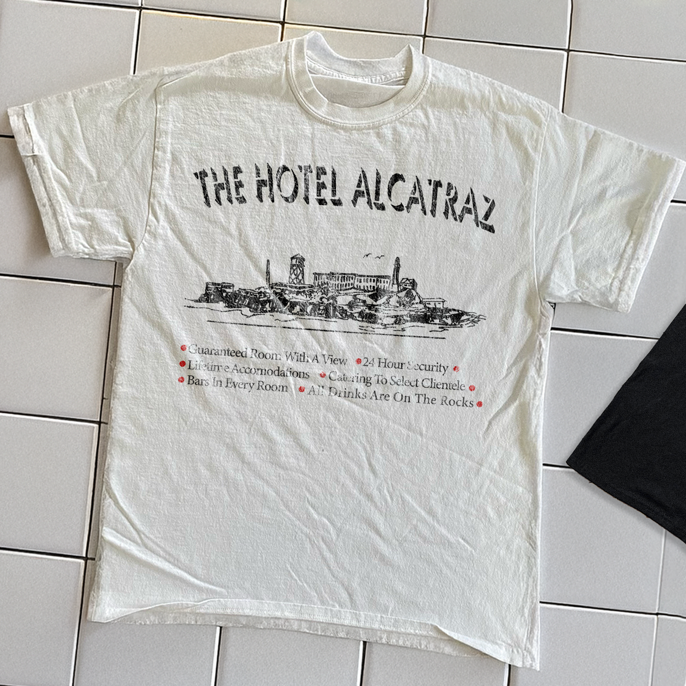 90s Hotel Alcatraz Rare Washed White T-Shirt