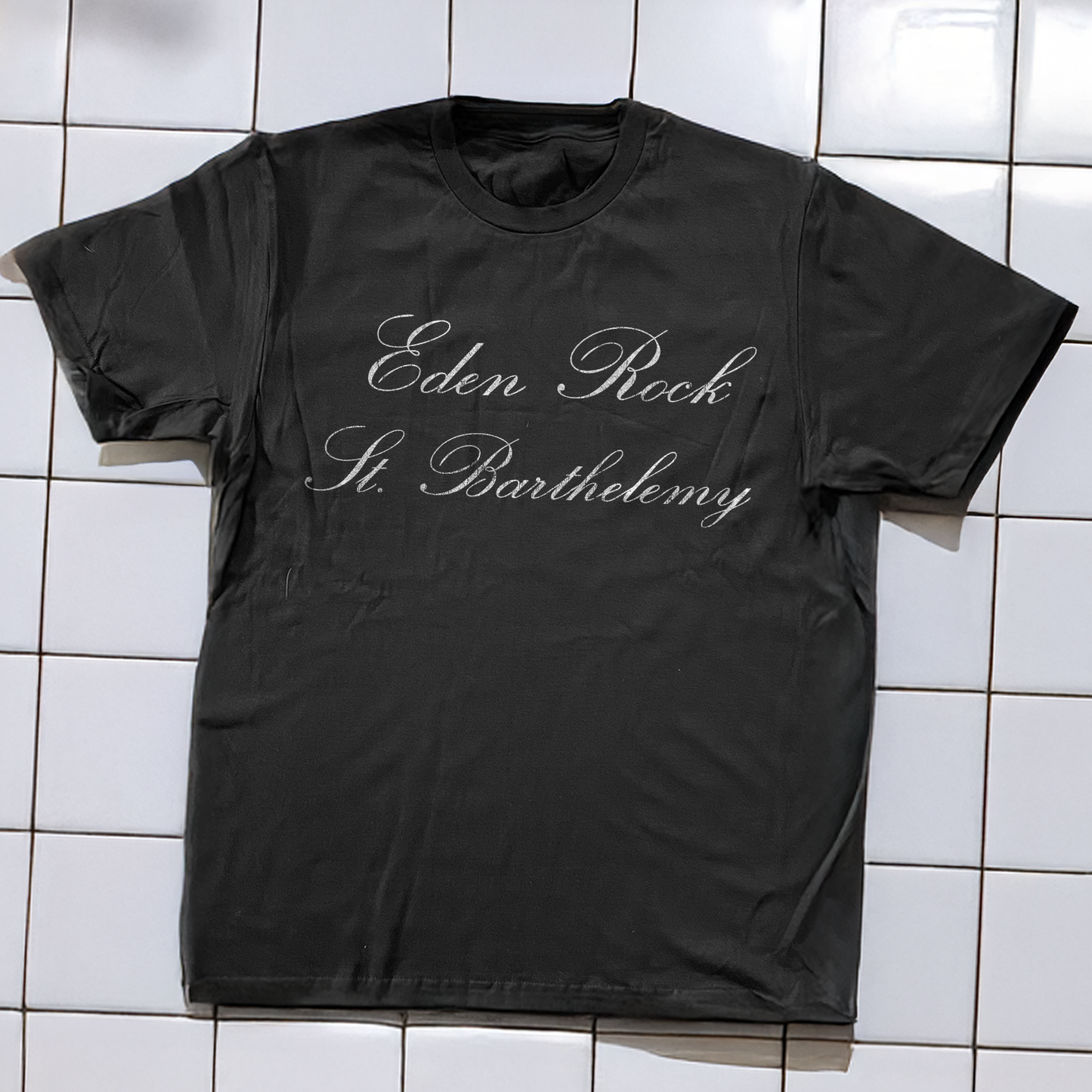 90s Eden Rock 'St. Barthelemy' Rare Washed Black T-Shirt