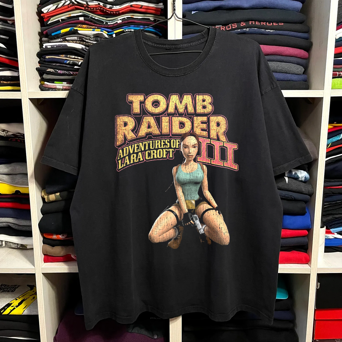 Rare Tomb Raider III Mexican Boot Washed Black Tee