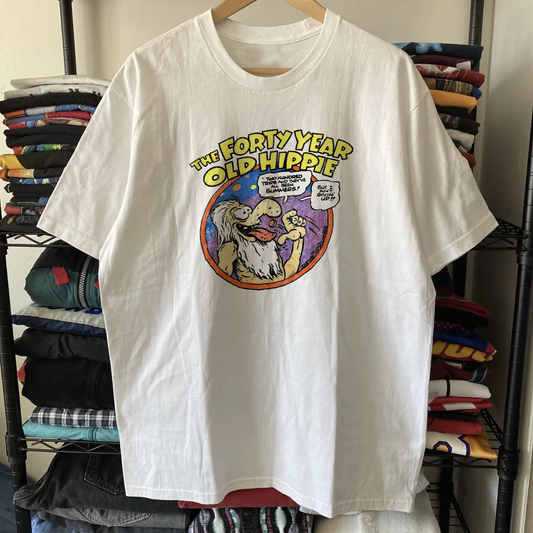 70s Forty Year Old Hippie Washed White Tee