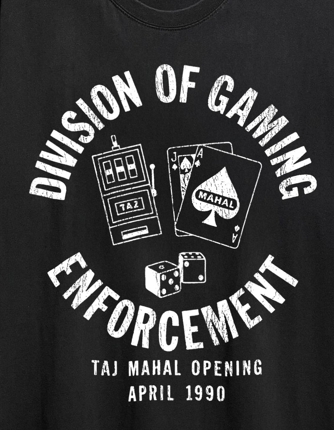Rare Taj Mahal Division Of Gaming Enforcement Washed Black Tee