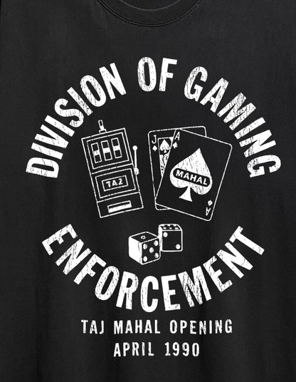 Rare Taj Mahal Division Of Gaming Enforcement Washed Black Tee