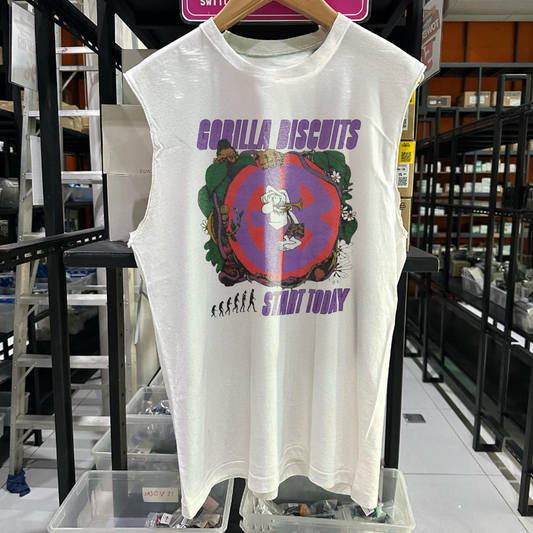 1989 Gorilla Biscuit 'Start Today' Rare Washed White Cut-Off