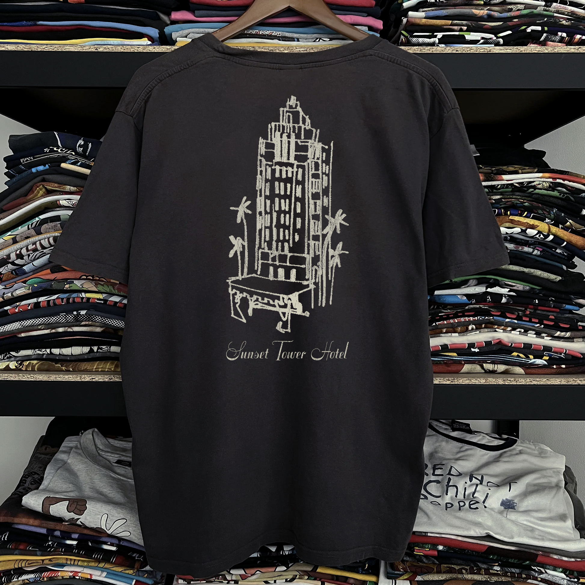 Vintage Sunset Tower Hotel Washed Black Tee