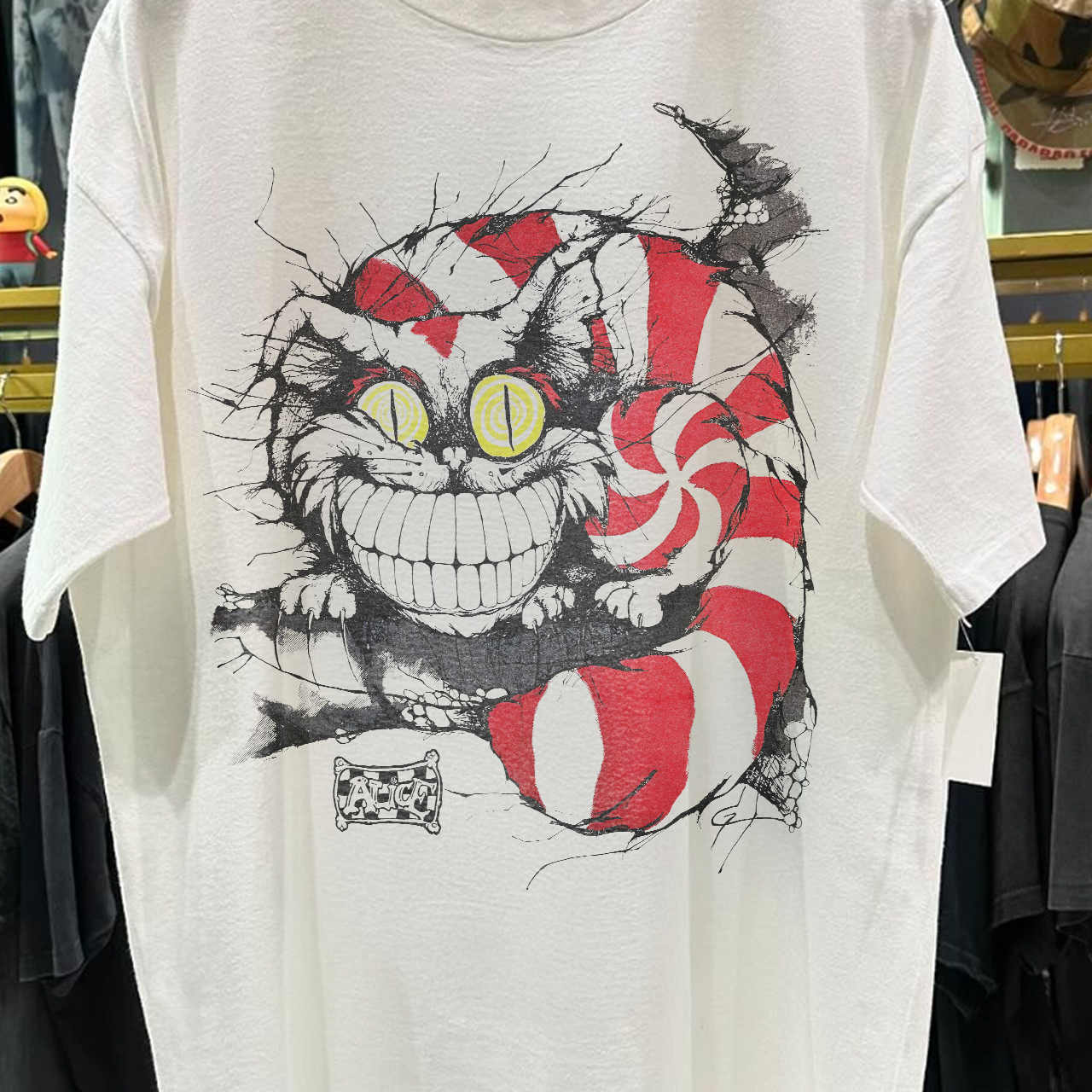 90's 'Were All Mad Here'  Rare Washed White T-Shirt