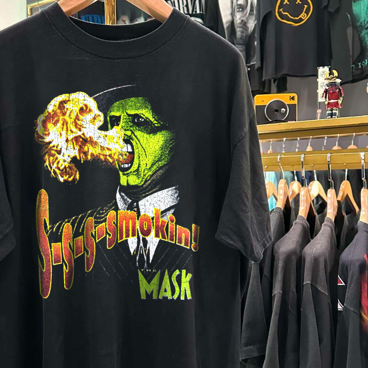 Smokin' Mask Vintage Washed Black T-Shirt