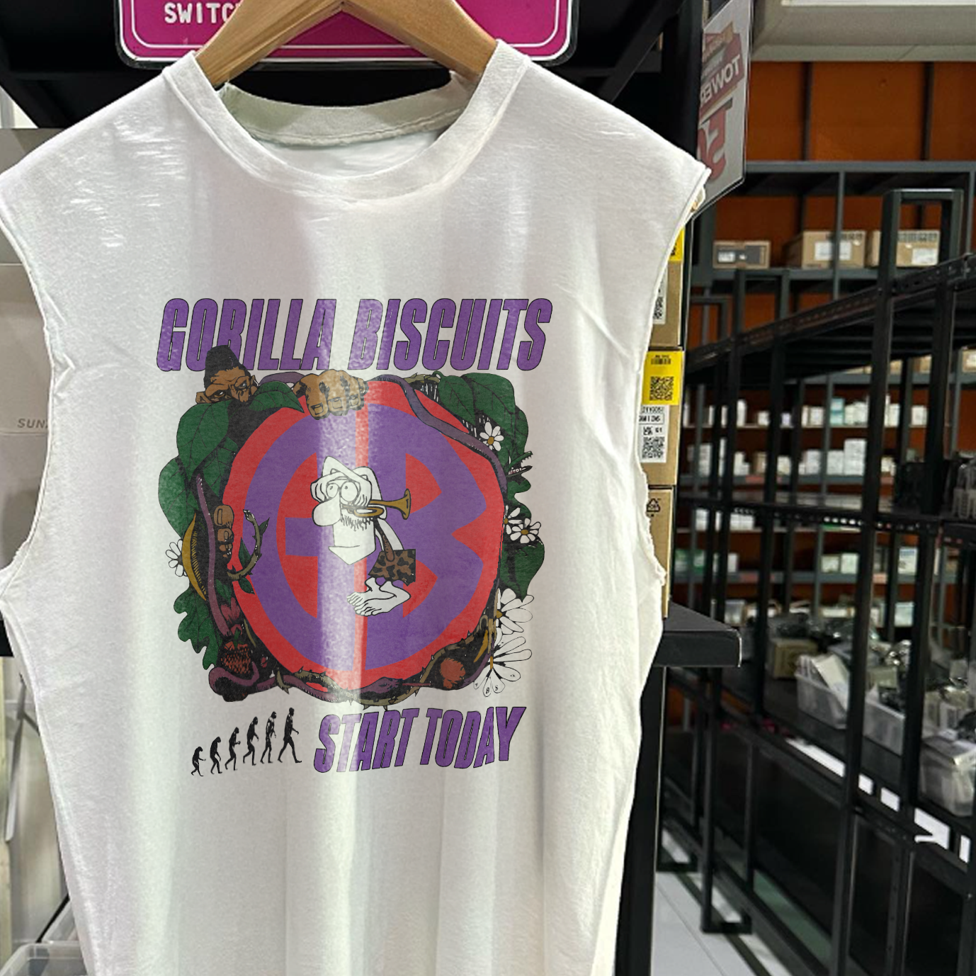 1989 Gorilla Biscuit 'Start Today' Rare Washed White Cut-Off